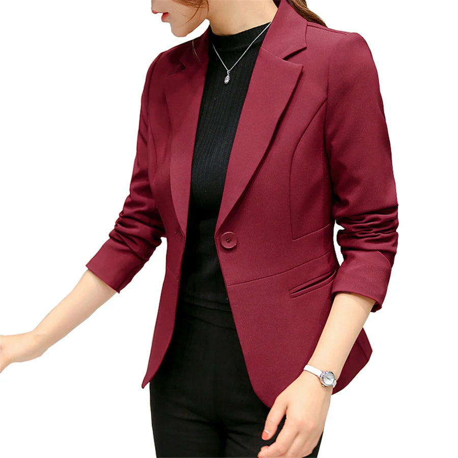 Women Red Slim Blazer