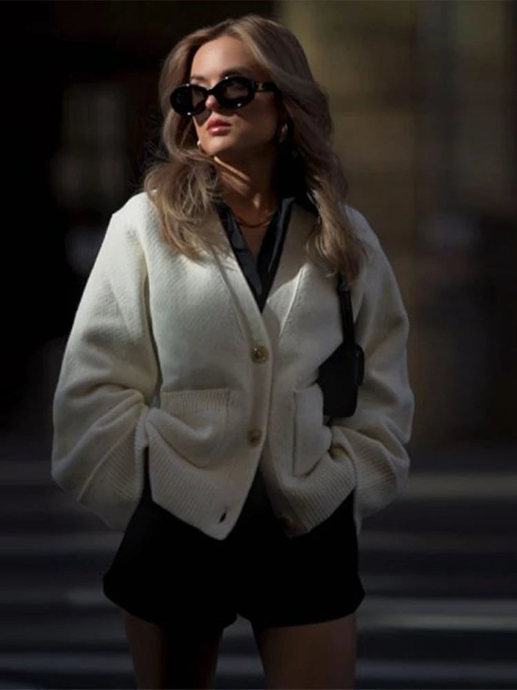 Vintage Loose Knit Cardigan Women