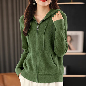 Wool Blend Hooded Cardigan Women