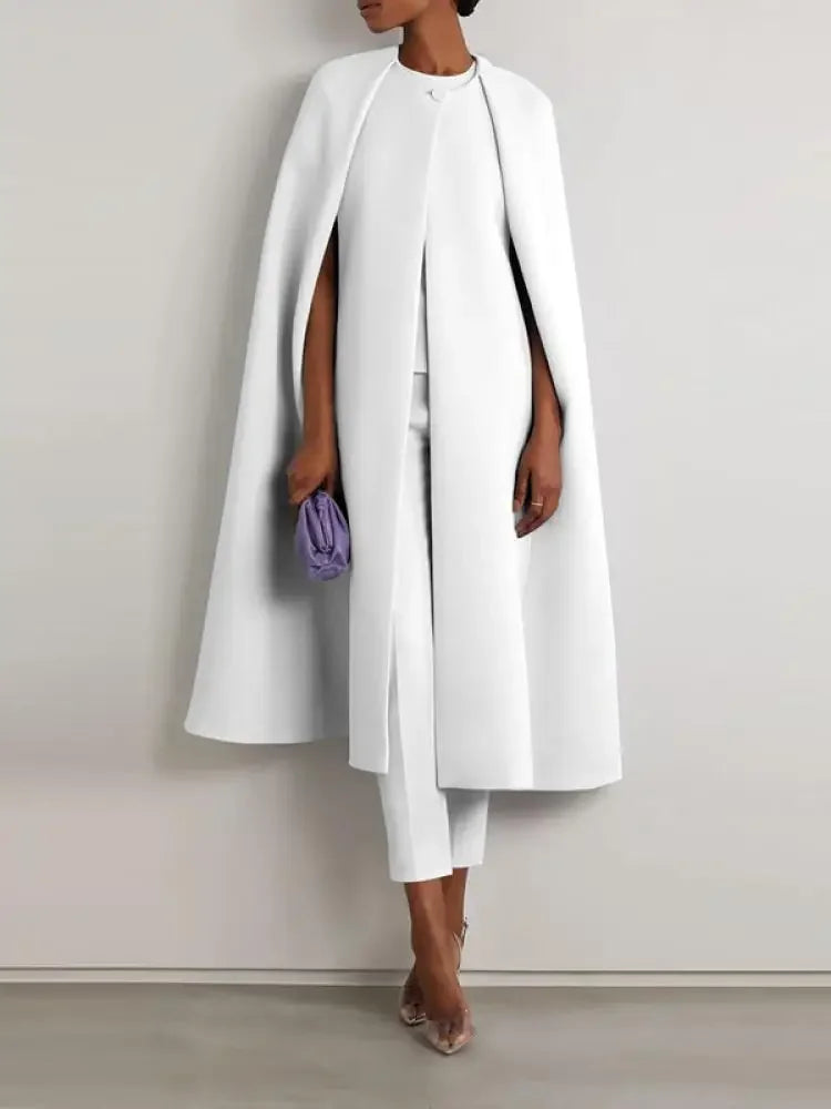 Round Neck Cape Coat Set
