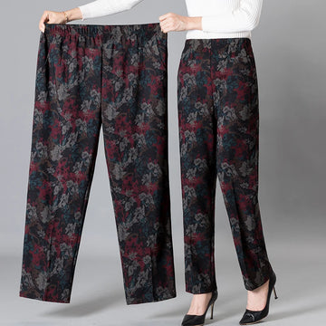 Printed High Waist Casual Straight Pants