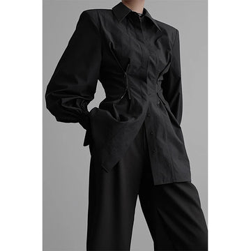 Women Gothic Zipper Black Shirt