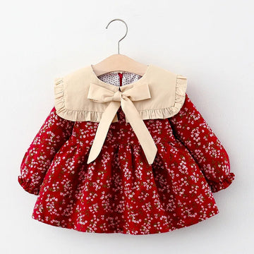 Girls Flower Doll Collar Dress