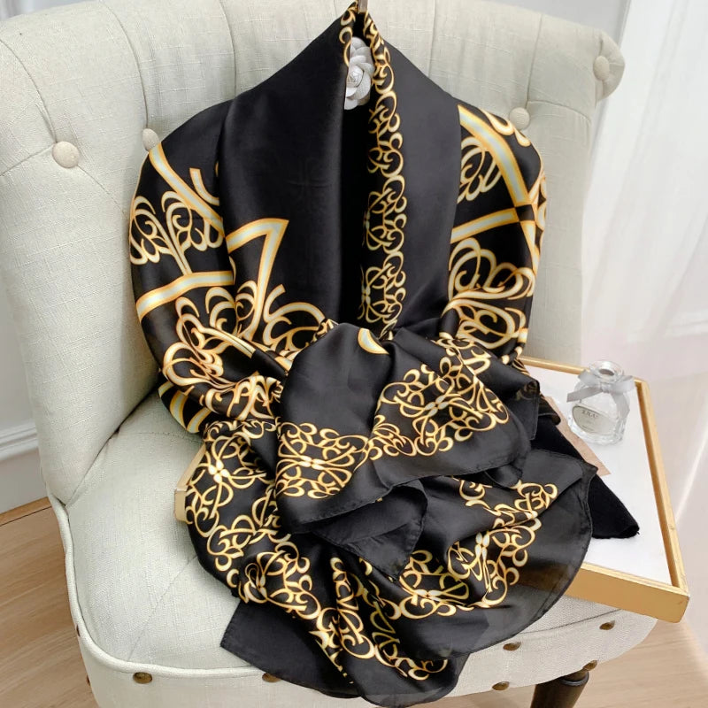 Women Luxury Silk Large Scarf