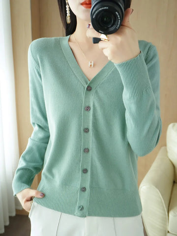 Autumn V-Neck Cashmere Cardigan