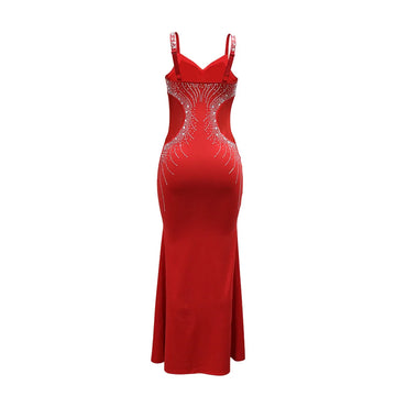 Spaghetti Strap Rhinestone Mermaid Dress