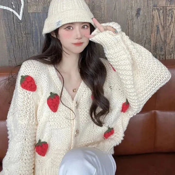 Harajuku Strawberry Loose Cardigan Sweater