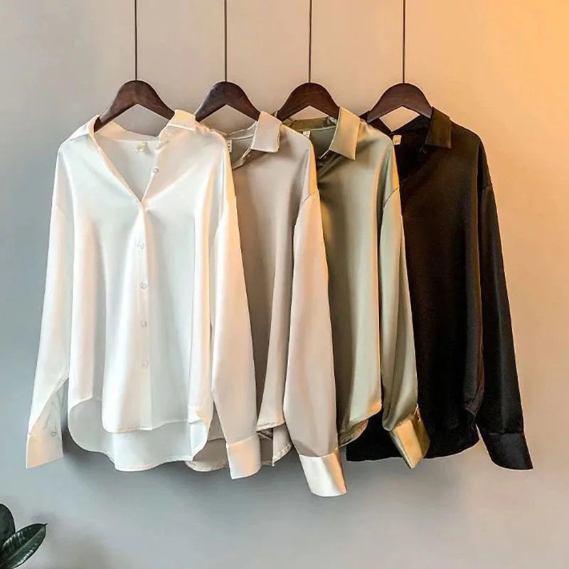 Vintage Satin Button-Down Shirt