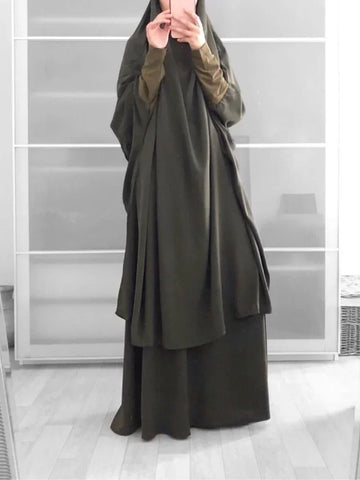 Eid Hooded Muslim Hijab Dress Set