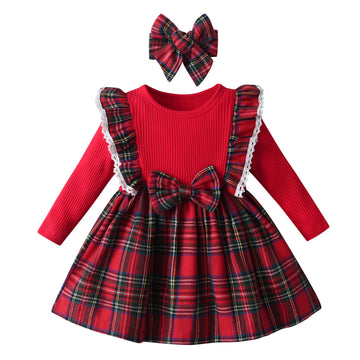 Baby Girl Plaid Dress Set