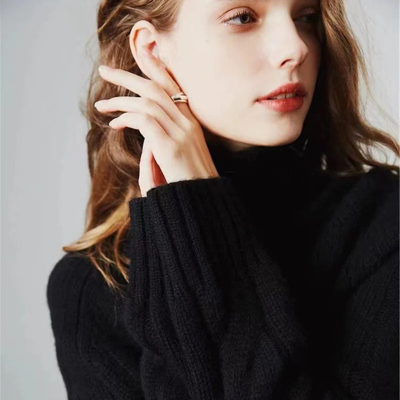 Women High Neck Cashmere Sweater