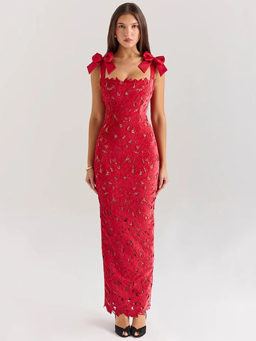 Lace Bow Maxi Dress