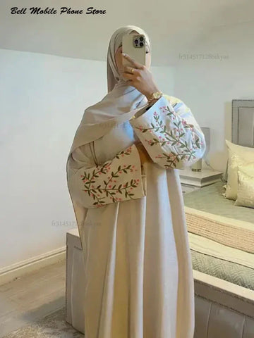Embroidered Cotton Linen Abaya Women