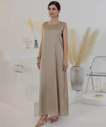 Basic Plain Under Satin Abaya Inner Dress
