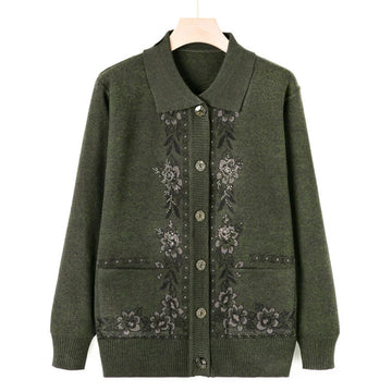 Lapel Woolen Knitted Cardigan