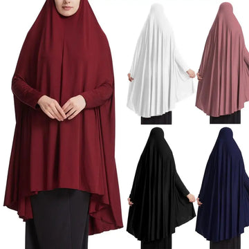 Muslim Hooded Pleated Midi Dress