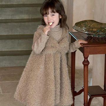 Girls Brown Wool Princess Dress