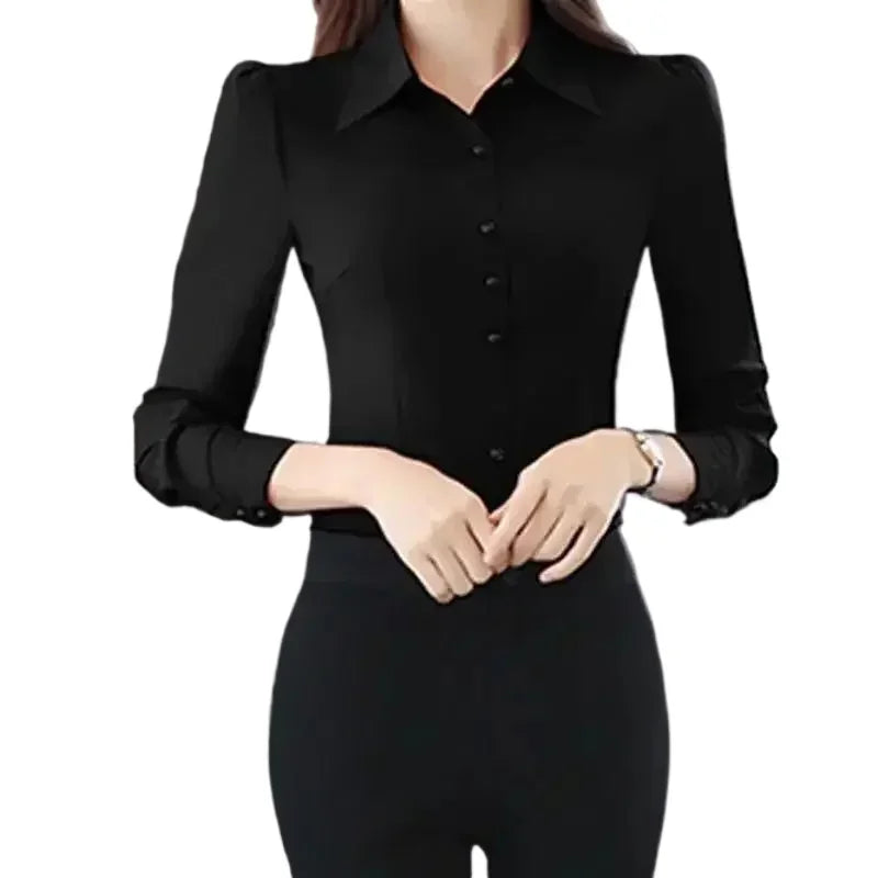 Women Korean Style White Blouse