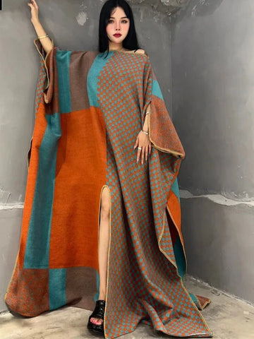 Boho Print Winter Kaftan Dress