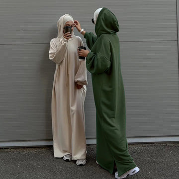 Hooded Abaya Sweatshirt with Pockets