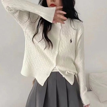Embroidered Cashmere Round-Neck Cardigan