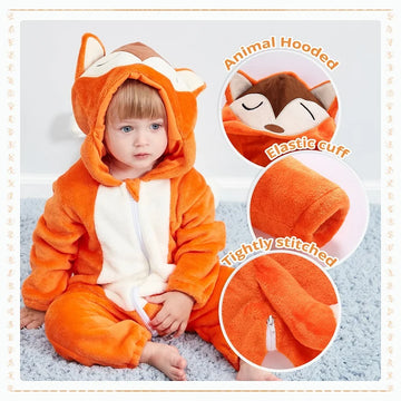 Baby Flannel Hooded Romper