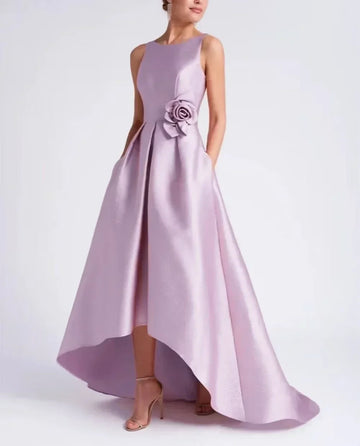 Custom French Sleeveless Satin Prom Dress