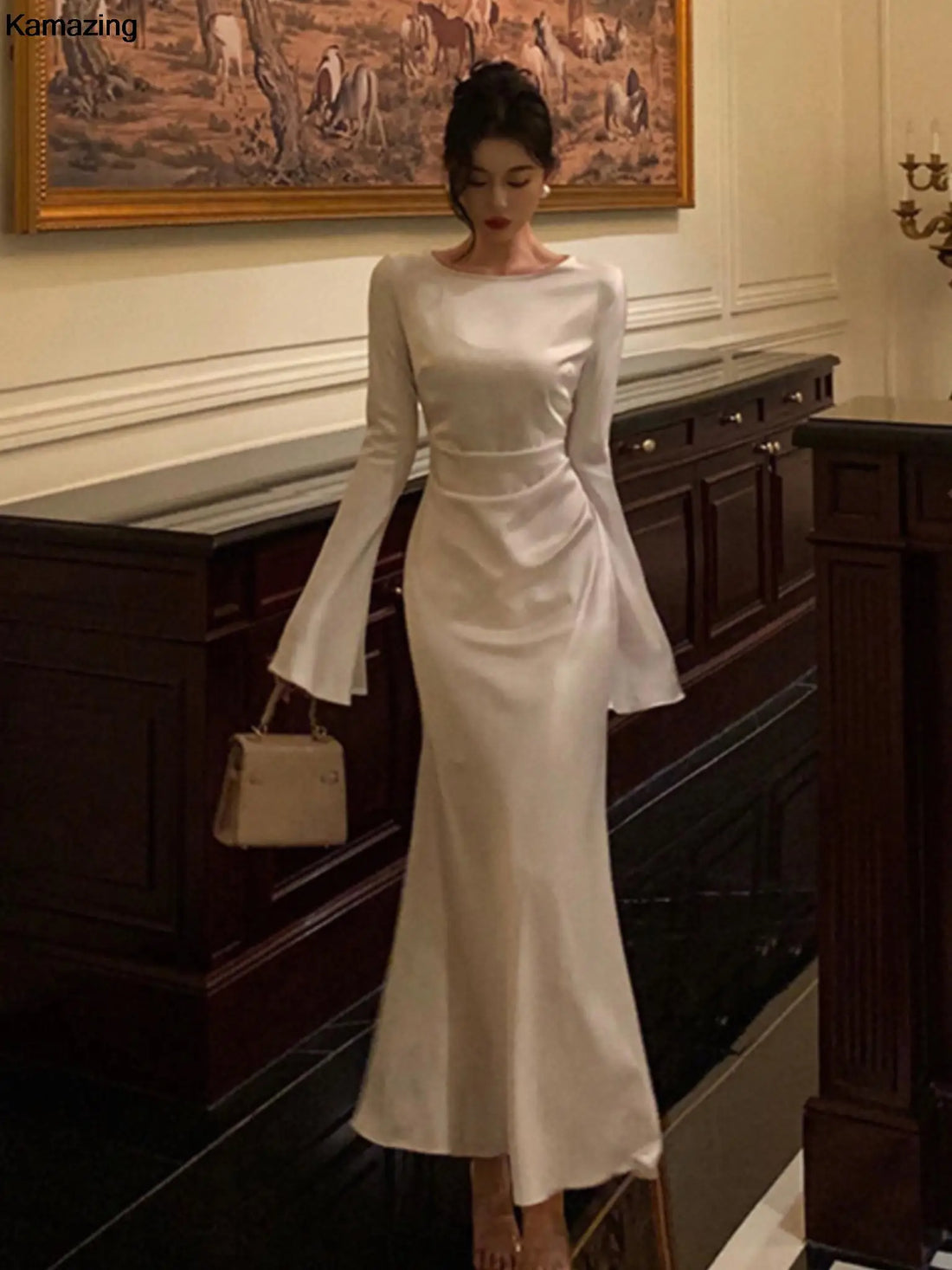 Vintage Flare Sleeve Mermaid Dress