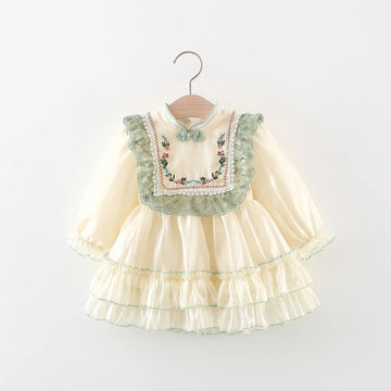 Girls Embroidered Lace Princess Dress