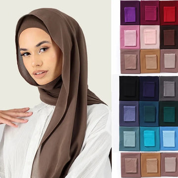 2pc/set Plain Chiffon Hijab Scarf