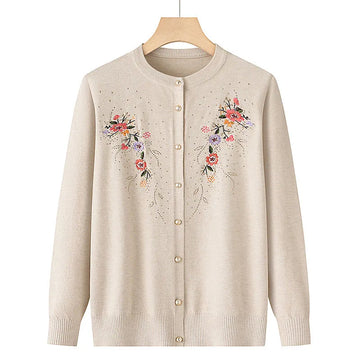 Embroidery Knit Cardigan Women