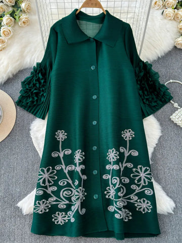 Floral Pleated A-Line Dress 2024