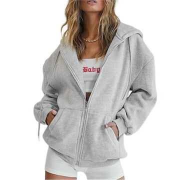 Fashion Gray Zip Up Hoodie