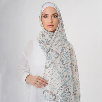 Floral Printed Chiffon Hijab Scarf