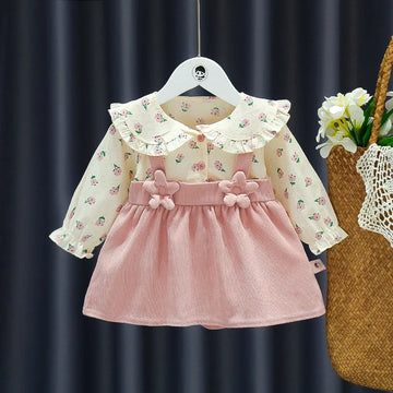 Girls Polo Collar Flower Dress