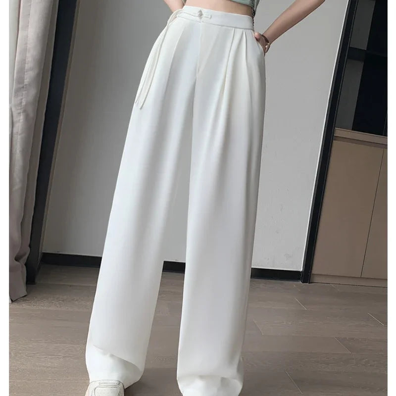 Women High Waist White Pants