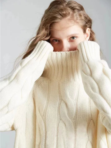 Women High Neck Cashmere Sweater