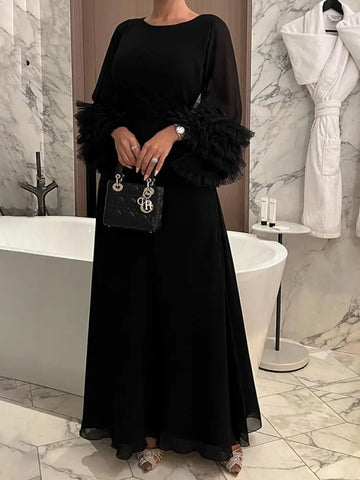 Elegant Flared Sleeve Maxi Dress