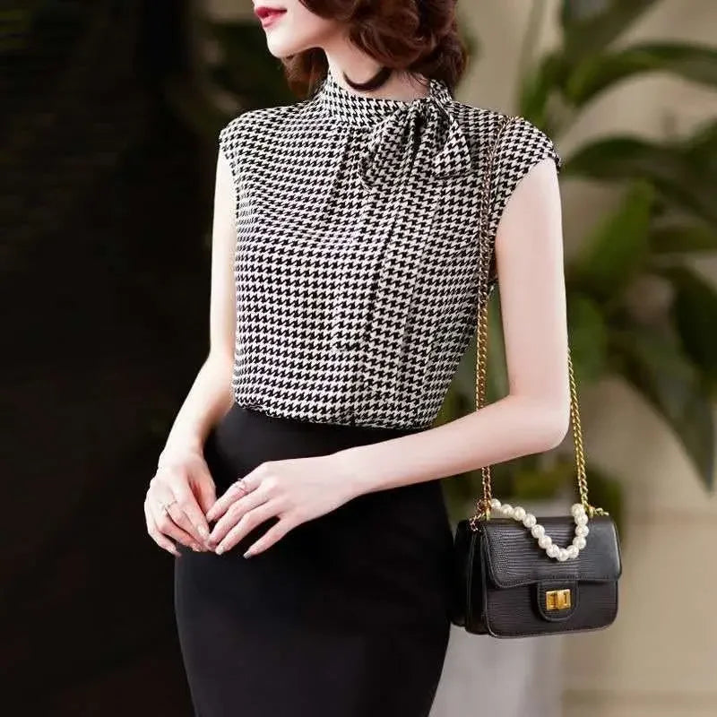 Women Korean Bow Chiffon Blouse
