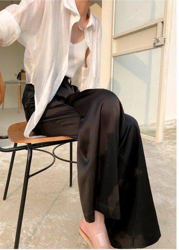 Ice Silk Satin Wide Leg Pants