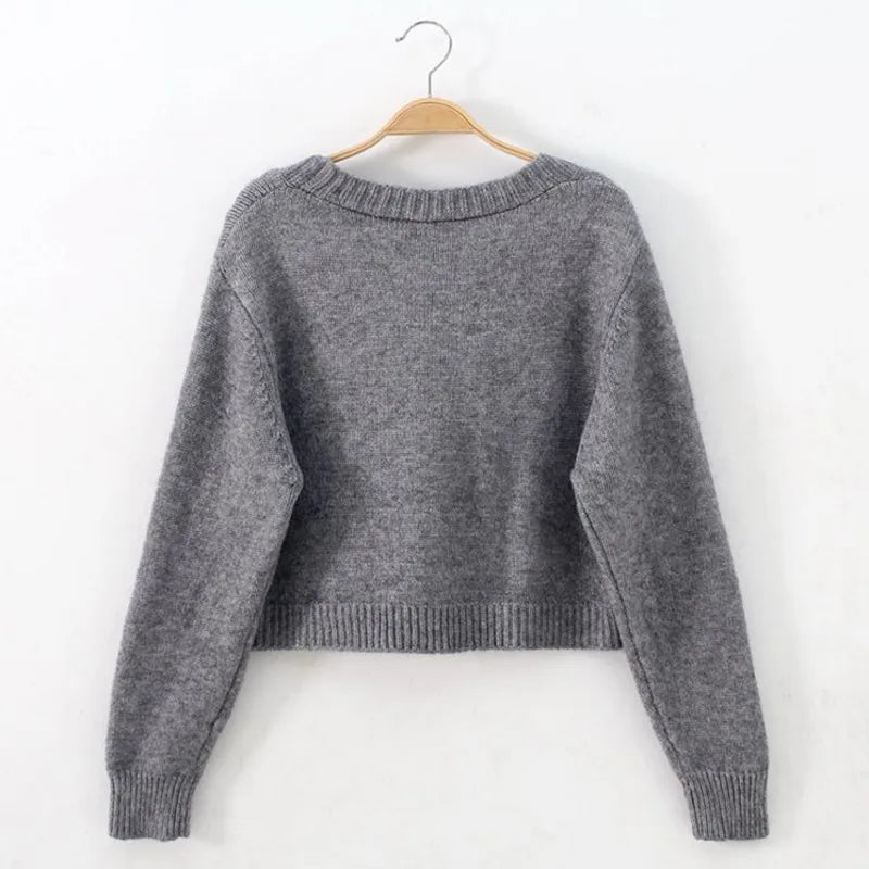 V-Neck Twist Knit Cardigan