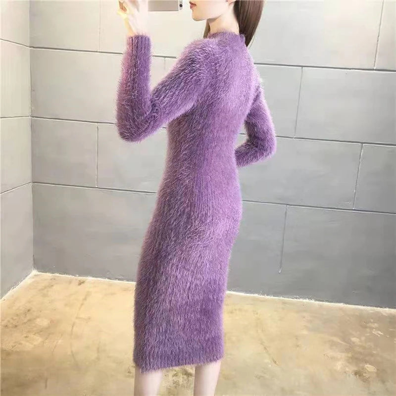 Women's Mink Wool Sweater Dress