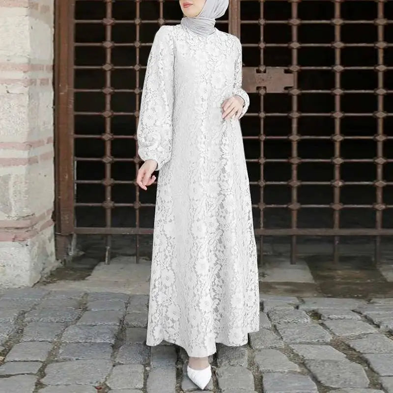 Muslim Lace Floral Maxi Dress