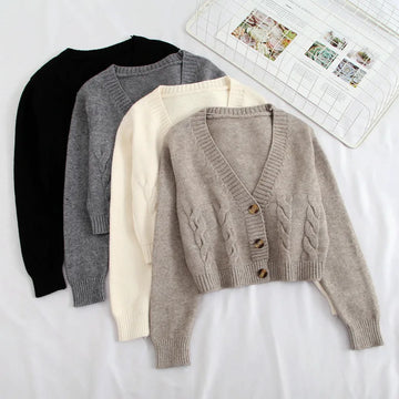 High-Waisted Slim Knit Cardigan