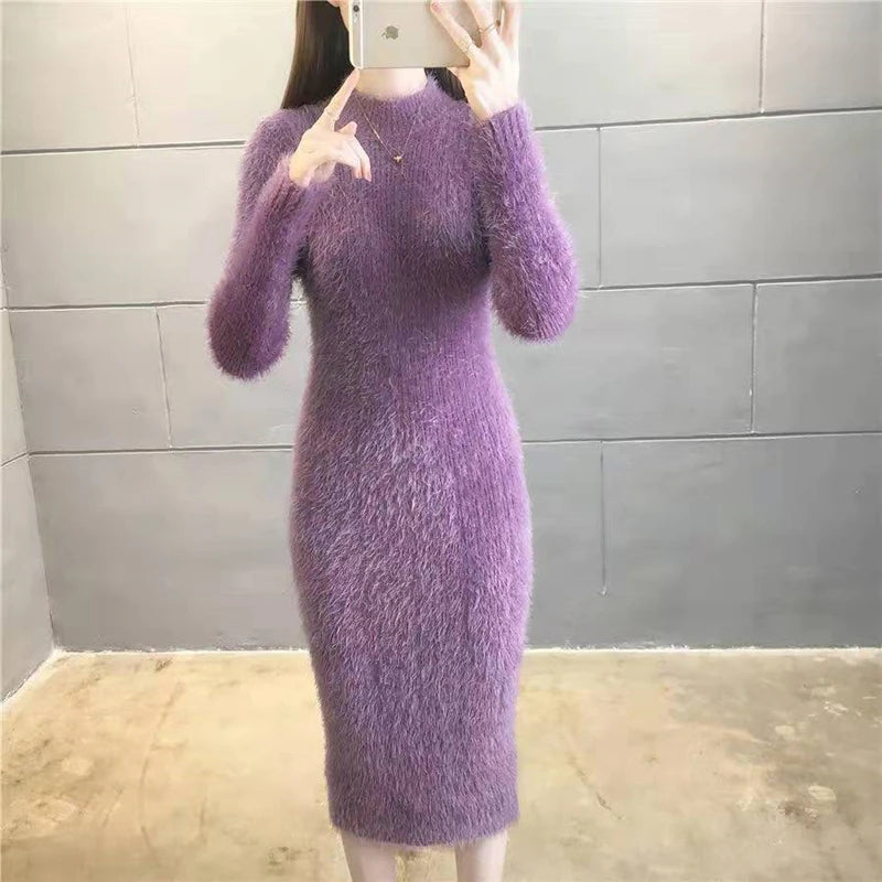 Women's Mink Wool Sweater Dress