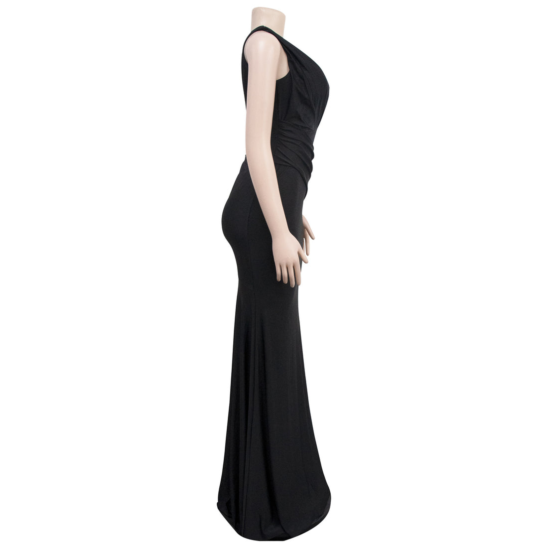 Draped Waist V-Neck Mermaid Dress