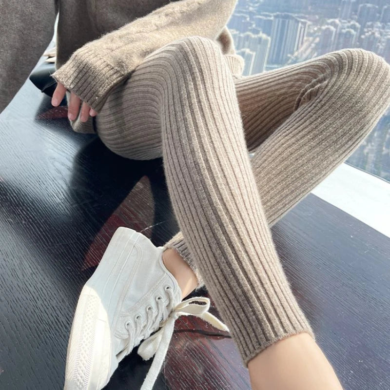 Women's High Waist Ribbed Leggings