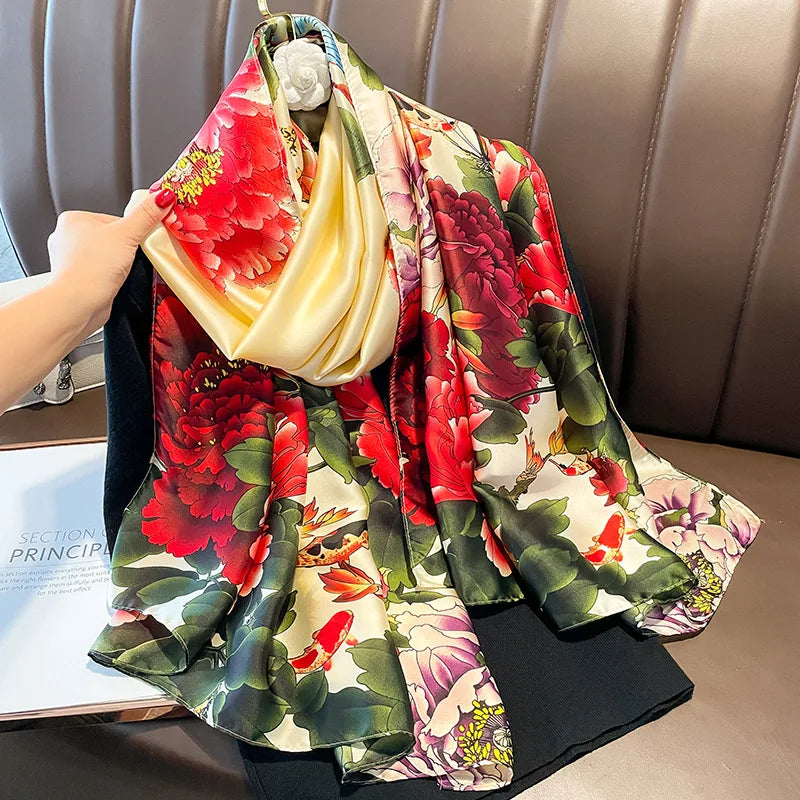 Women Silk Print Scarf