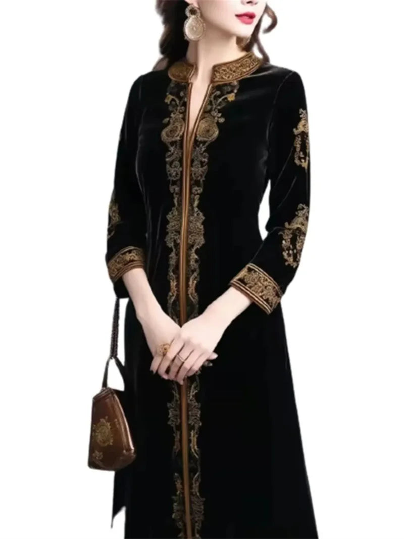 Velvet Luxury Embroidered Dress