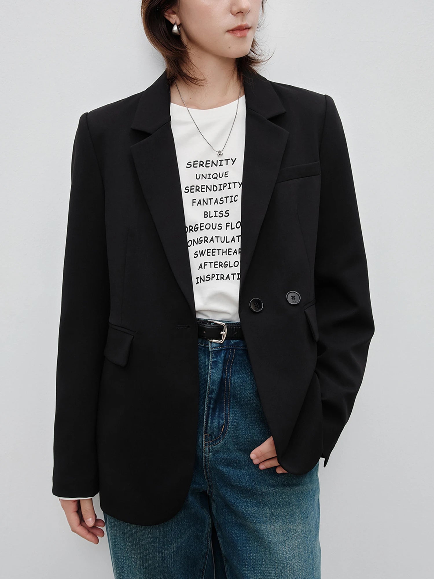 Black White Blazer Suit Jacket